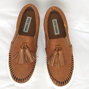 Steve Madden Leather Slip-on Tassle Sneakers 8